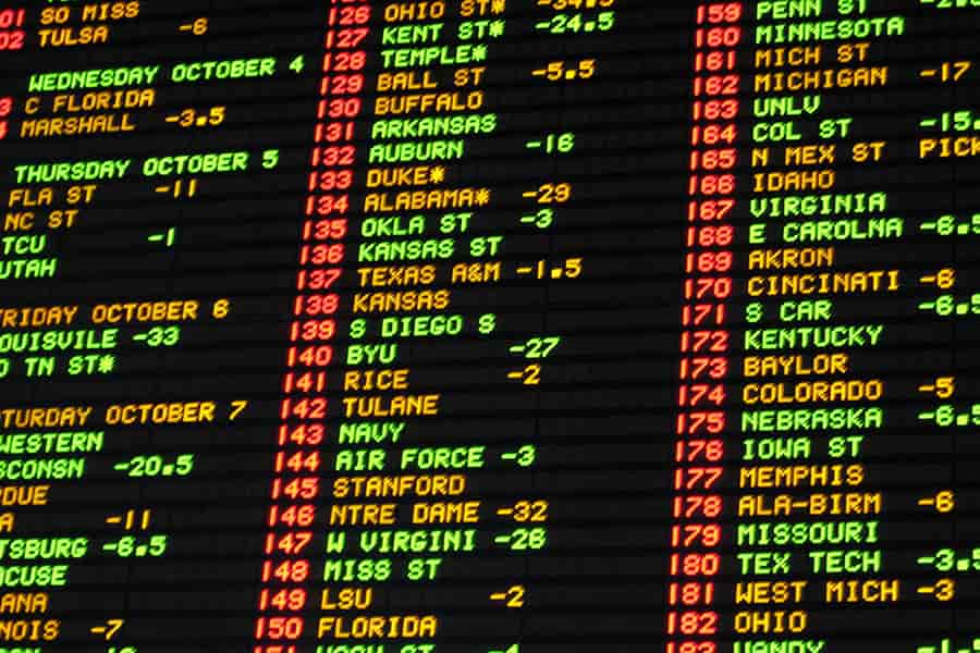 A board showing sports odds